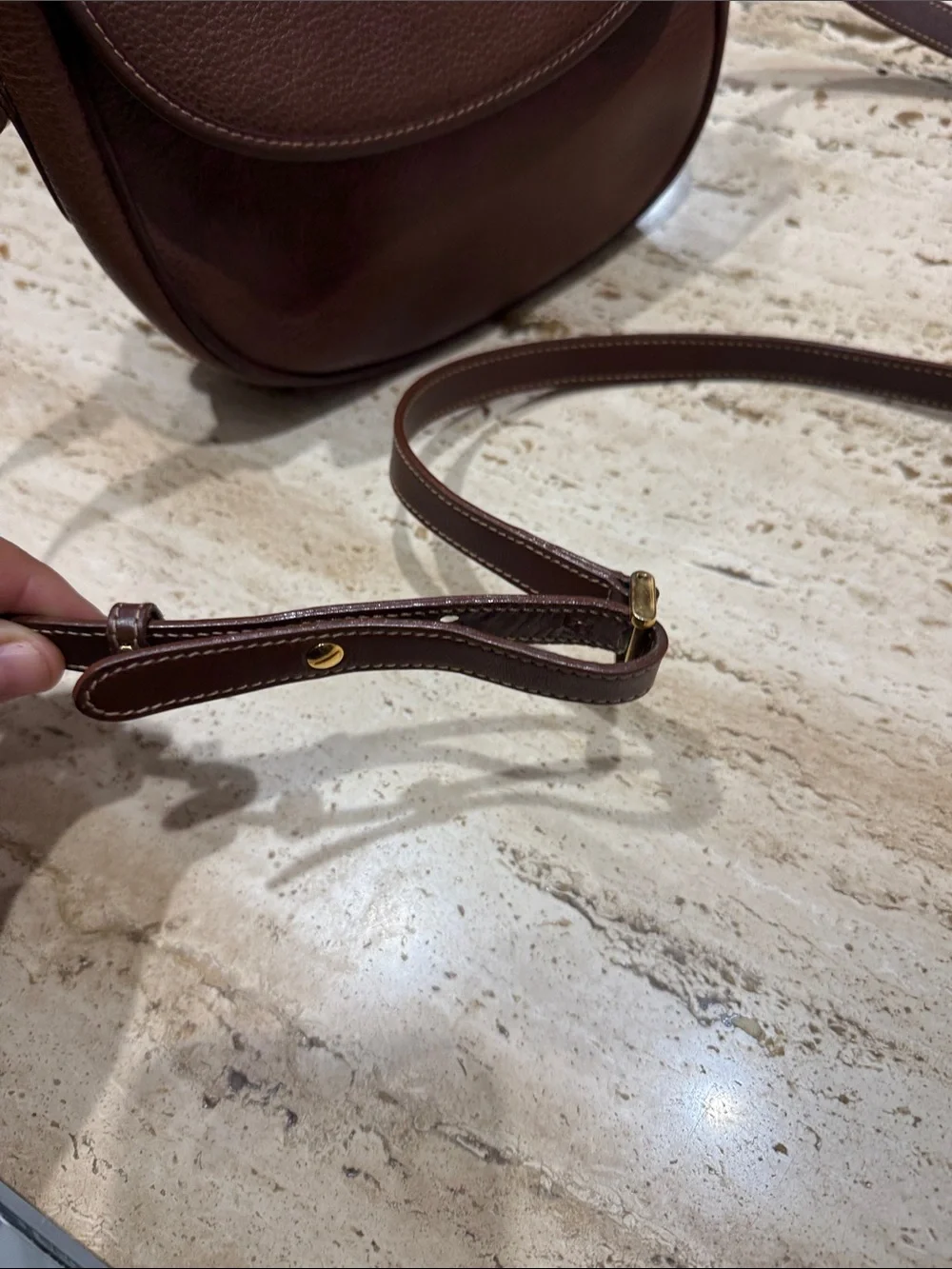 Gucci Brown Pebbled Leather Saddle Crossbody Bag - Picture 3 of 16